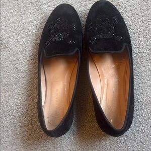 Fabio Rosconi Black Suede Women's Loafers with black jet skulls … size 39 1/2